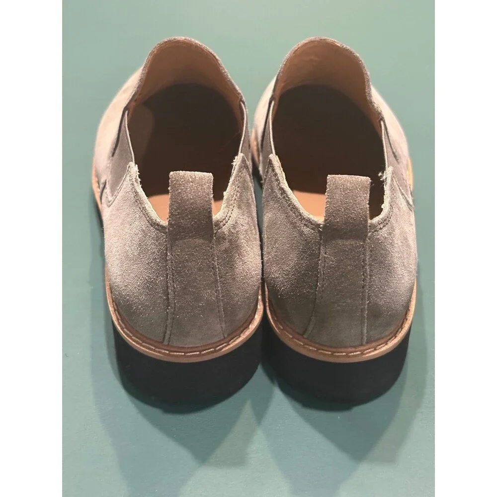 Franco Sarto Cole Women's 9M Grey Suede Ankle Booties Lug Slip On Shoes NWOT